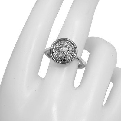 Russian Style Genuine Diamond Tarelka Ring in 14k White Gold #R2152