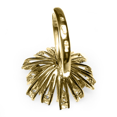14k Solid Yellow Gold Genuine Diamond flower Ring