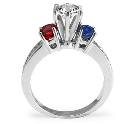 14k White Gold Ruby Sapphire and Diamond Engagement Ring