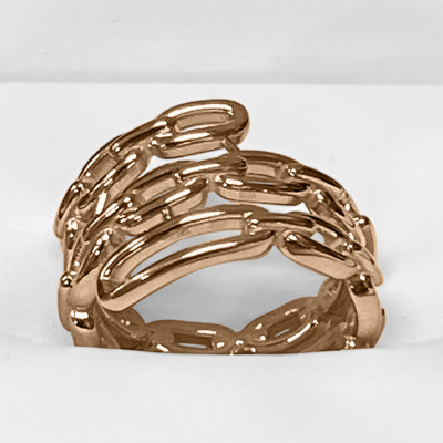 14k Solid Rose Gold figaro Chain Ring