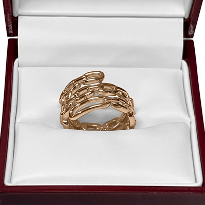 14k Solid Rose Gold figaro Chain Ring