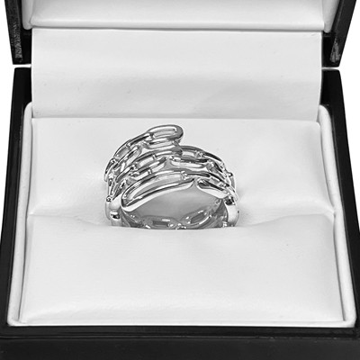 14k Solid White Gold figaro Chain Ring 14k Solid White Gold figaro Chain Ring