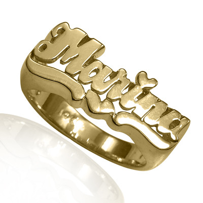 14k Solid Yellow Gold Lady's Marina Name Ring #R2195 - Anzor Jewelry