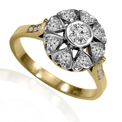 14K Gold Genuine Diamond Russian Style ring