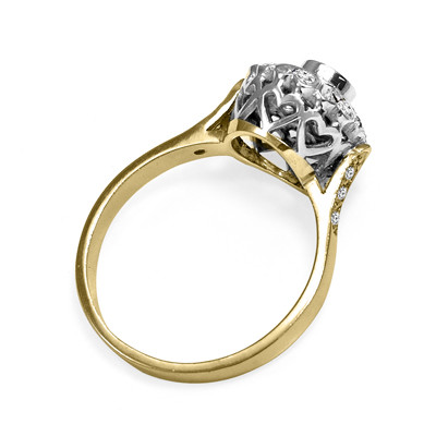 14K Gold Genuine Diamond Russian Style ring