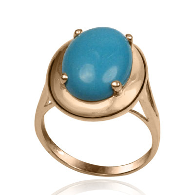 14k Solid Rose Gold Oval Cut Turquoise Ring