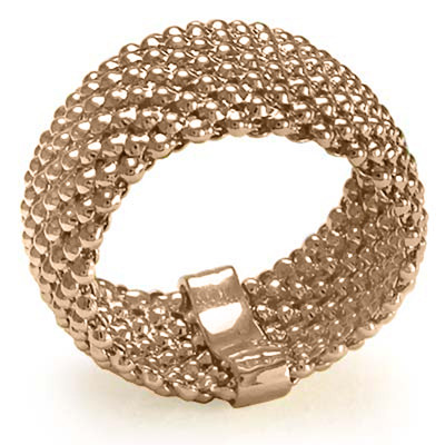 Woman's Wonderful 14k Solid Rose Gold Flexible Mesh Ring