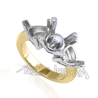 14k Solid Yellow and White Gold Ring Setting