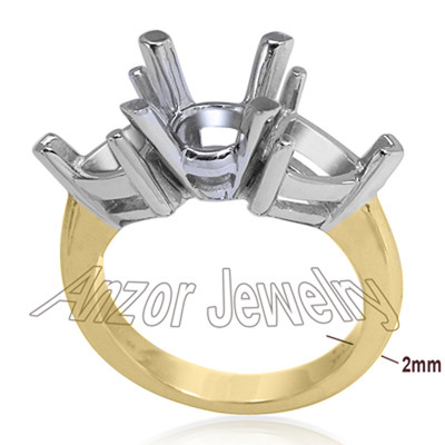 14k Solid Yellow and White Gold Ring Setting