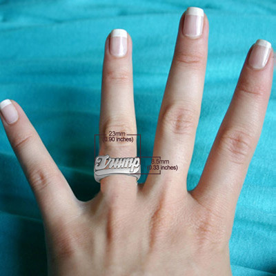14k Solid White Gold Trump Name Ring