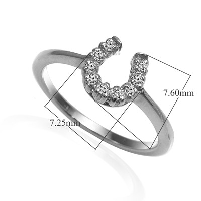 Diamond Horseshoe Ring in Silver 925