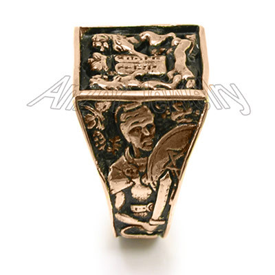 Lions Facing The Ten Commandments Ring in 14k Solid Rose Gold  "Patent Pending"