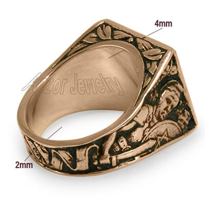 Lions Facing The Ten Commandments Ring in 14k Solid Rose Gold  "Patent Pending"