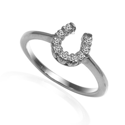 Platinum 950 Genuine Diamond Horseshoe Ring