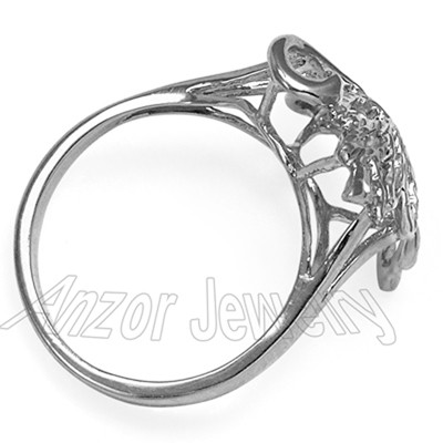 14K Solid White Gold Leaf Ring R2220
