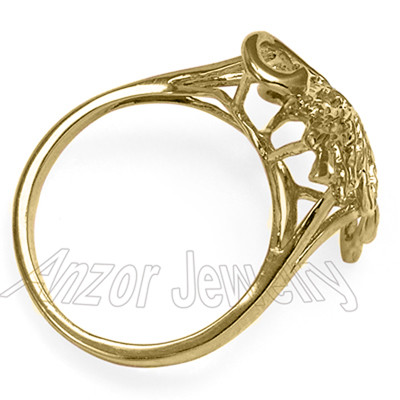 14K Solid Yellow Gold Leaf Ring  R2221
