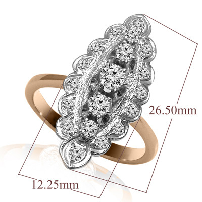 14K Solid rose & White Gold Genuine Diamond European design Ring 5 to 9