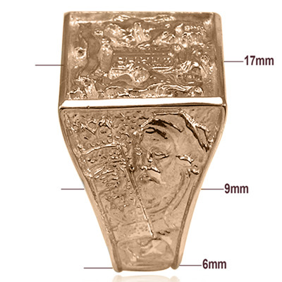14K Solid Rose Gold The Ten Commandments Men's Ring