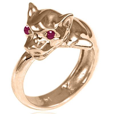 10k Solid Rose Gold with Genuine Burma Ruby Cat Head Ring #R2253