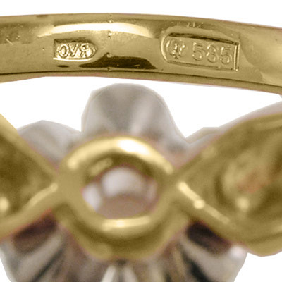 14k Solid Yellow and White Gold Genuine Lab Grown Diamond  Tulpan Ring