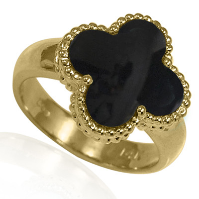 14k Solid Yellow Gold Genuine Black Onyx Ring
