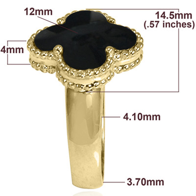 14k Solid Yellow Gold Genuine Black Onyx Ring