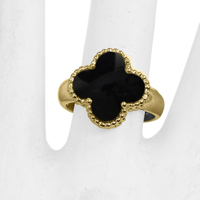 14k Solid Yellow Gold Genuine Black Onyx Ring