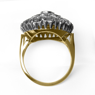 14k Solid Yellow and White Gold Genuine Diamond Russian style Ring 3.25 carat. G SI1