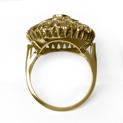 14k Solid Yellow Gold Genuine Diamond Russian style Ring 2.80 carat. G SI1