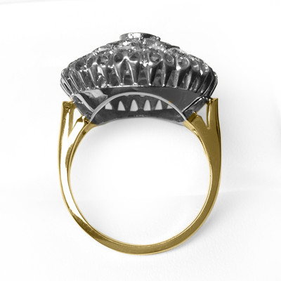 14k Solid Yellow and White Gold Genuine Diamond Russian style Ring 2.80 carat. F SI1