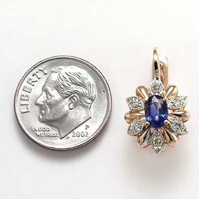 14k Rose and White Gold Genuine Diamond & Ceylon Sapphire1 Russian Style Earrings14k Solid White Gold Genuine Diamond Russian Style Earrings #E1448