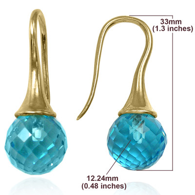 14k Solid Yellow Gold Dangline Checker Cut Blue Crystal Earrings #E1459 14k Solid Yellow Gold Dangline Checker Cut Blue Crystal Earrings #E1459
