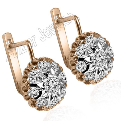 14k Solid Rose & White Gold Genuine Diamond Malinka Earrings 2.10 cwt.#E1514