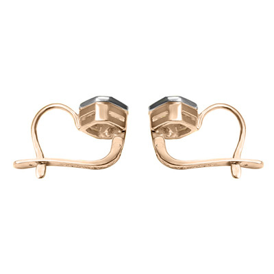 Russian Style Genuine White Topaz Earrings  in 14k Rose & White Gold