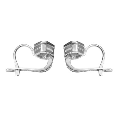 Russian Style Genuine White Topaz Earrings  in 14k White Gold