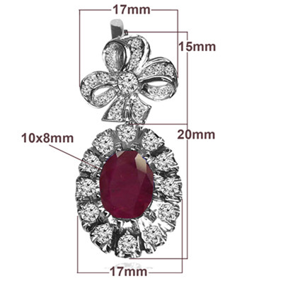 14k Solid White Gold Genuine Ruby & Diamond Vintage Russian Style earrings