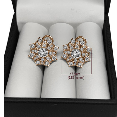 14k Solid Rose Gold Genuine Diamond Russian Style Earrings #E1581 14k Solid Rose Gold Genuine Diamond Russian Style Earrings #E1581