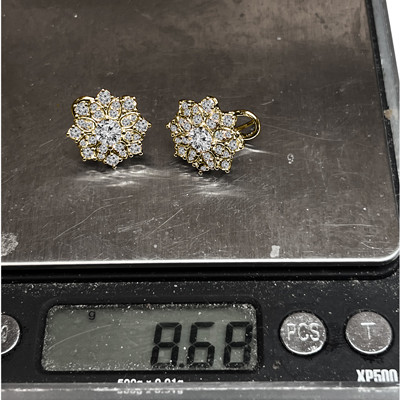 14k Solid Yellow Gold Genuine Diamond Russian Style Earrings #E1586 14k Solid Yellow Gold Genuine Diamond Russian Style Earrings #E1586