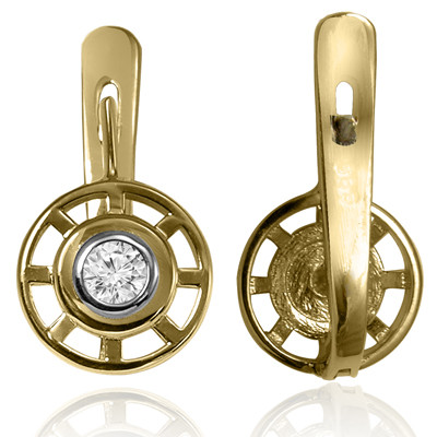 14K Gold Diamond European Style Earrings 14K Gold Diamond European Style Earrings