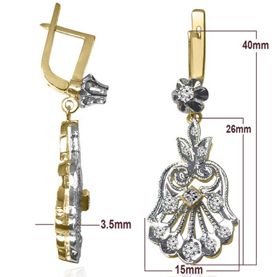 Genuine Diamond Russian Style earrings 585