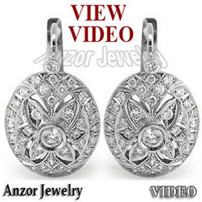 Russian style Diamonds Earrings 14K rose and white gold #1647