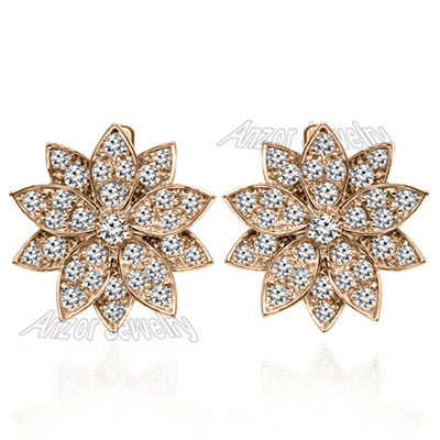 14k Rose Gold Diamond Earrings