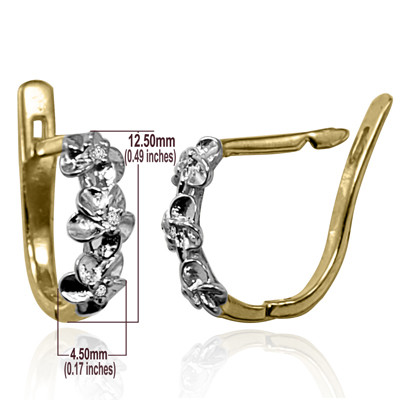 10k Two Tone Gold Flower Diamond Earrings #E1659
