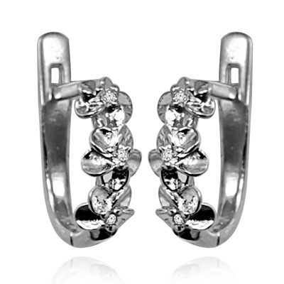14k Gold Flower Diamond Earrings