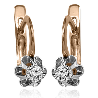 14k Rose white gold Diamond children's Earrings