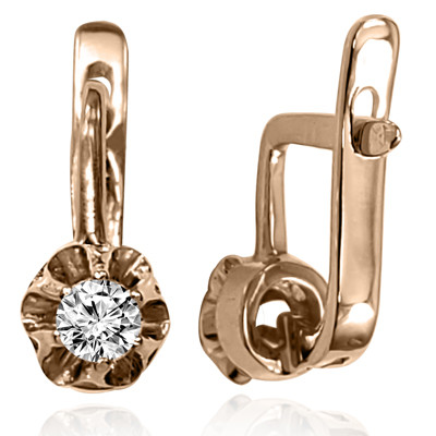 14k Gold Genuine Diamond Earrings