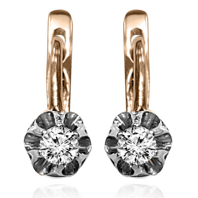 14k Gold Genuine Diamond Earrings E1671