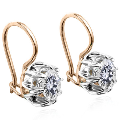14k Gold Genuine White Sapphire Earrings