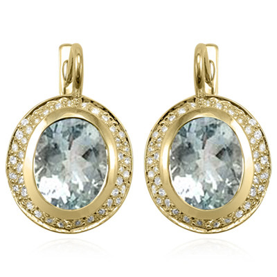 14k Gold Aquamarine and Diamond Earrings 1.52ct.