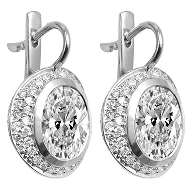 14k Gold White Sapphire and Diamond Earrings